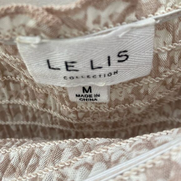 LE LIS Peasant Top Blouse M Floral Crop Long Sleeve Ruffle Boho Cottage Romantic - Picture 5 of 10